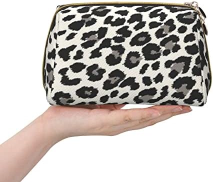 Aseelo Crna Leopard Print kožna kožna kozmetička torba, prijenosna mala kozmetička torba, toaletna torba,