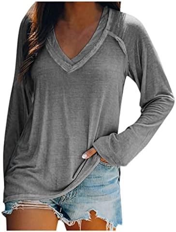 Narhbrg ženski s dugim rukavima V izrez T majice Casual Labavi fit tunički vrhovi Dressy Casual Slatka bluze