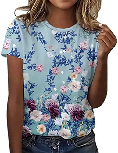Ljeto Ženski kratki rukav Clow Clow cvijet od tiskani TOP T majice Ležerne majice Tee Loose ženske majice