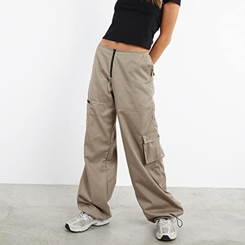 TakoFar ženske vrećaste teretne hlače patentni patentni patentni struk široka noga jogger y2k pant s džepovima