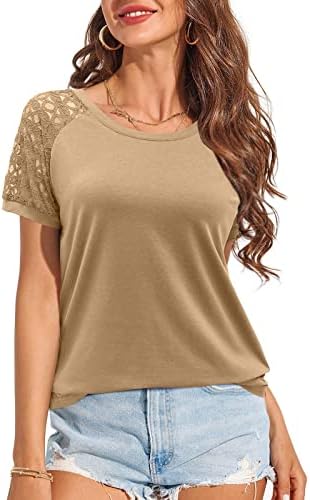 Ljetne majice za žene čipkasti Patchwork udobni ležerni vrhovi kratki rukavi okrugli vrat Tshirt ljetna