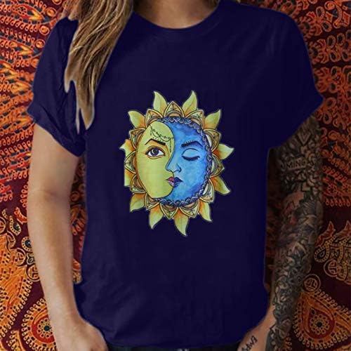 Kratki rukav Atletski gornji vrhovi sunčani uzorak Ženska kratka i rukava bluza Vintage Moon dugi rukav