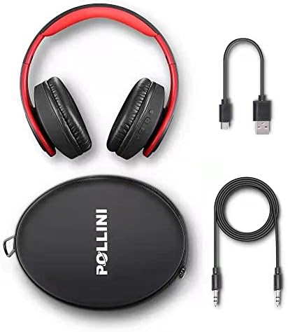 Pollini Bluetooth slušalice preko uha, bežične slušalice V5.0 sa 6 EQ načina, mekim ušima za zaštitu i ugrađenim