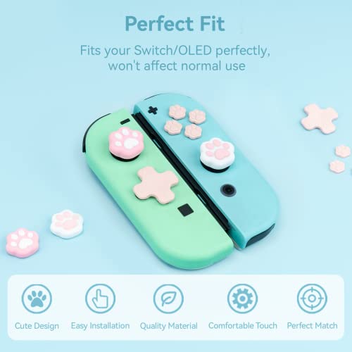GeekShare cat Paw button Caps Set držača za palac, poklopci džojstika kompatibilni sa Nintendo Switch/OLED-Pink