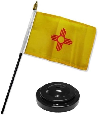 New Mexico State Flag 4''x6 '' Desk set stolni štap crna baza - živopisna boja i otpornost na uv uv - Prime