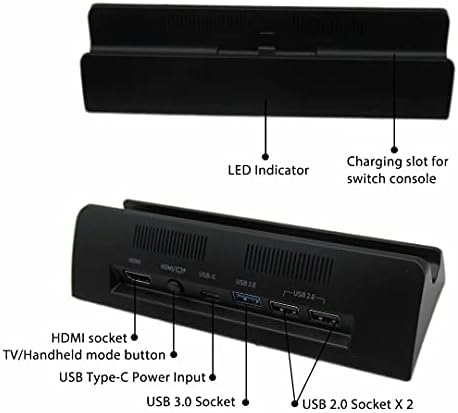 JRSHOME Premium USB punjač za punjenje stanica za Nintendo Switch/Lite HDMI video Converter