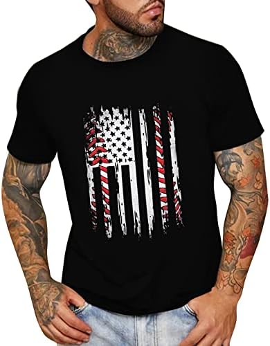 Beuu Patriotske majice kratkih rukava za muške, ljeto retro američke zastave Ispis Crewneck casual labavi
