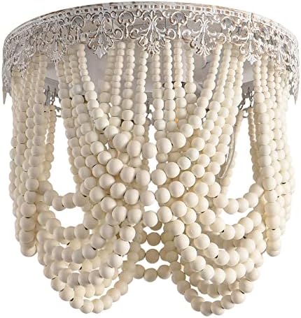 Boemian Wood perle sa stropnim rasvjetom rustikalne ugradbeni stropni rasvjetni luster za foaje za sobu s domaćim hodnikom