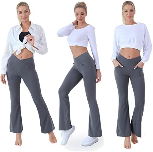 Cicendy Womens Flare gamaše, crossover joga hlače Casual Bootleg džepovi visokog struka rastezljive kontrole