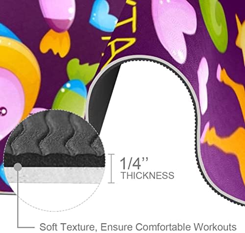 SDLKFRELI 6mm Extra Thick Yoga Mat, Purple Unicorn Love-Shaped uzorak Print Eco-Friendly TPE vježbe Mats