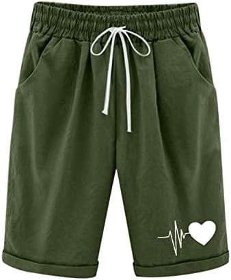 LCEPCY ženske kratke hlače za prozračne pamučne pamučne kratke hlače za ljeto, plus veličina elastične kratke