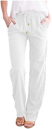 Pamučne platnene hlače Žene Ljetni Harem Capris Hlače Labavi fit plaža joga hlače visoke elastične struke