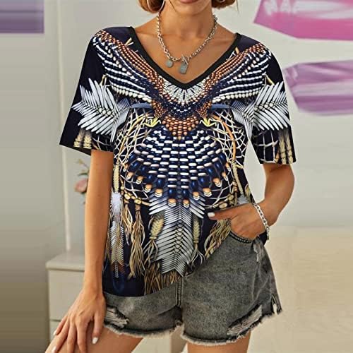 Ljetne košulje za žene Žensko perje Ispis plemenski stil Divlja povremena modna majica kratkih rukava obični